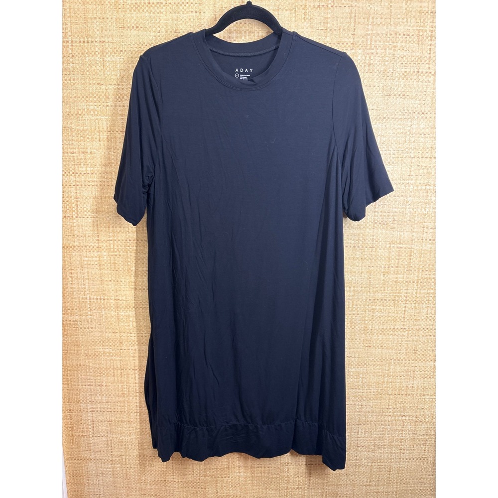 ADAY Essentialist T-Shirt Dress Black Short Sleeve Mini Modal Spandex Small